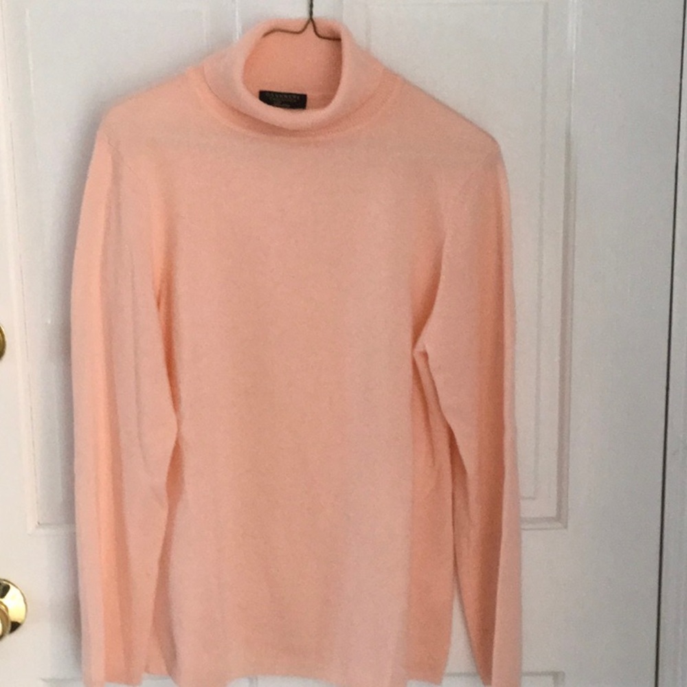 Charter Club Luxury L 12 - 14 Peach Cashmere Turtleneck Sweater NWOT